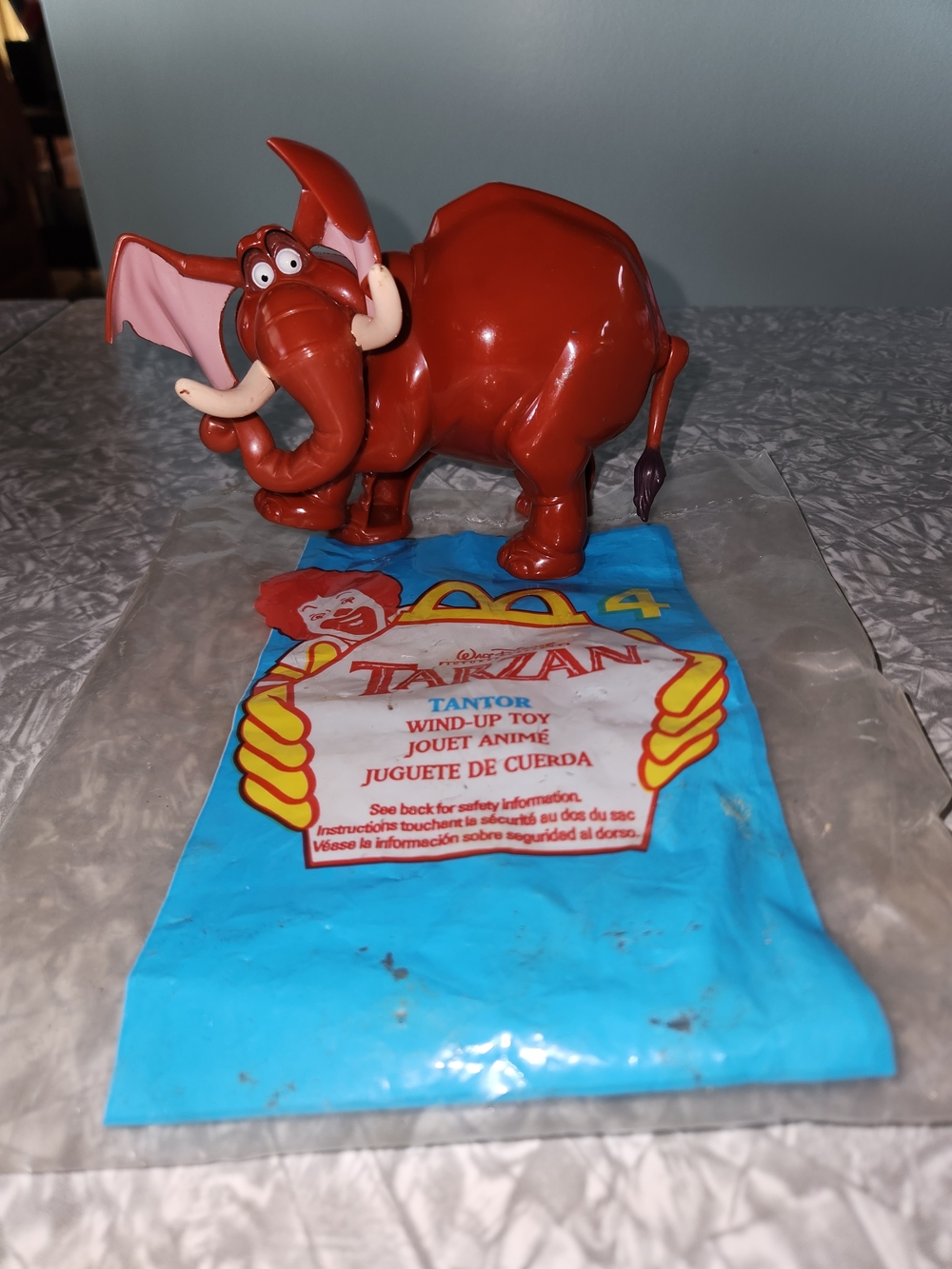 Disney Red Tantor Wind-Up Collectible with Pink Ear Accents
